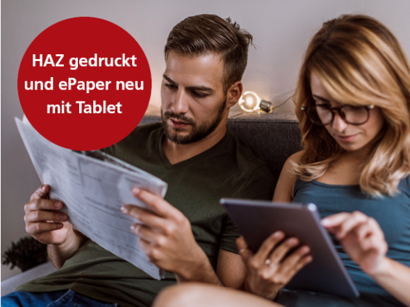 HAZ digital mit gedruckter Ausgabe und Tablet