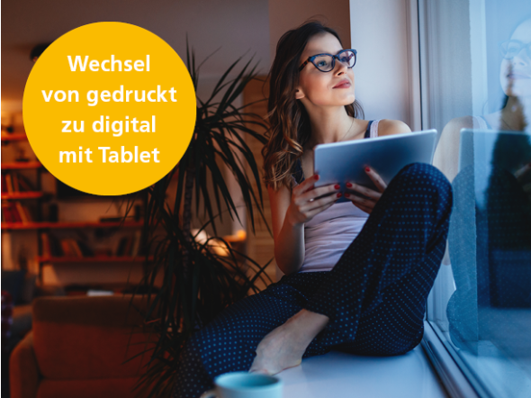 Tablet mit Wechsel von gedruckt zu digital